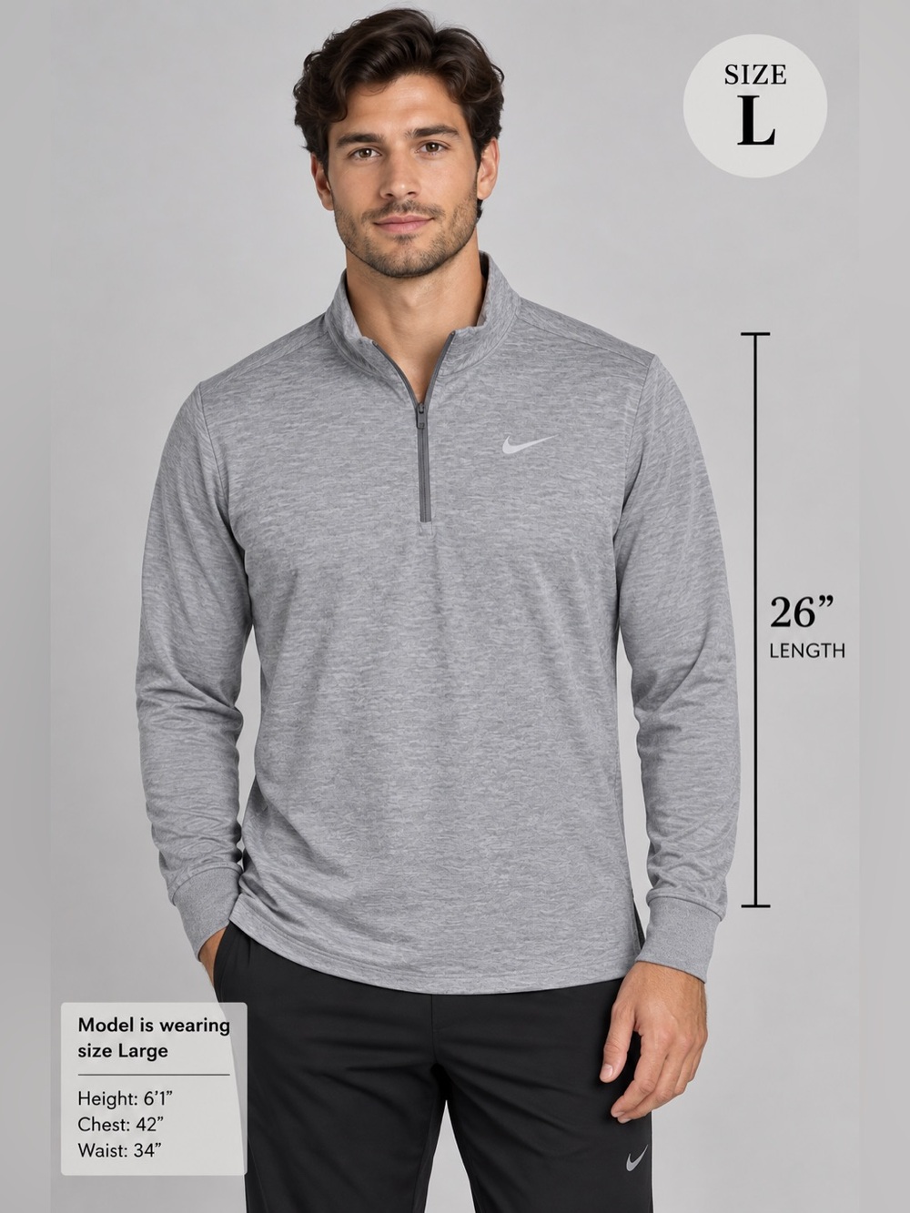 Nike Dri-FIT Men's Quarter-Zip Running Pullover
Gray Size Large